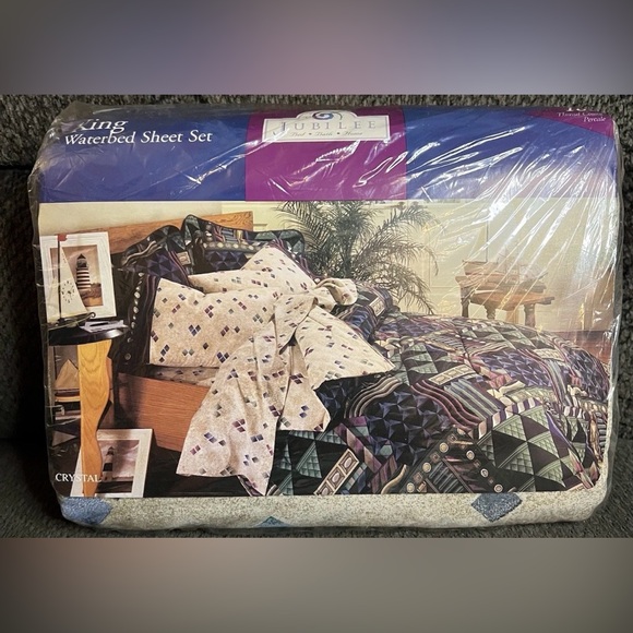 Vintage Sealed Jubilee King Size Crystal Design Waterbed Sheet Set - Picture 7 of 10